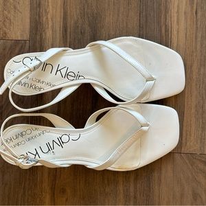 Calvin Klein white kitten heels